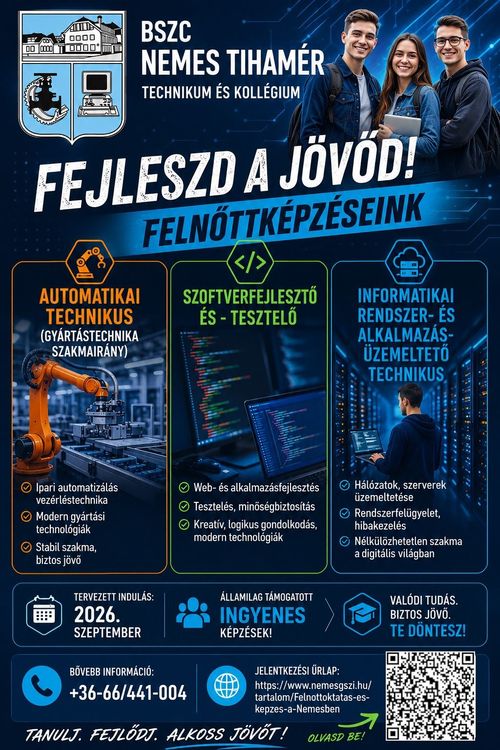 Felnőttoktatás és -képzés a Nemesben 2026/27